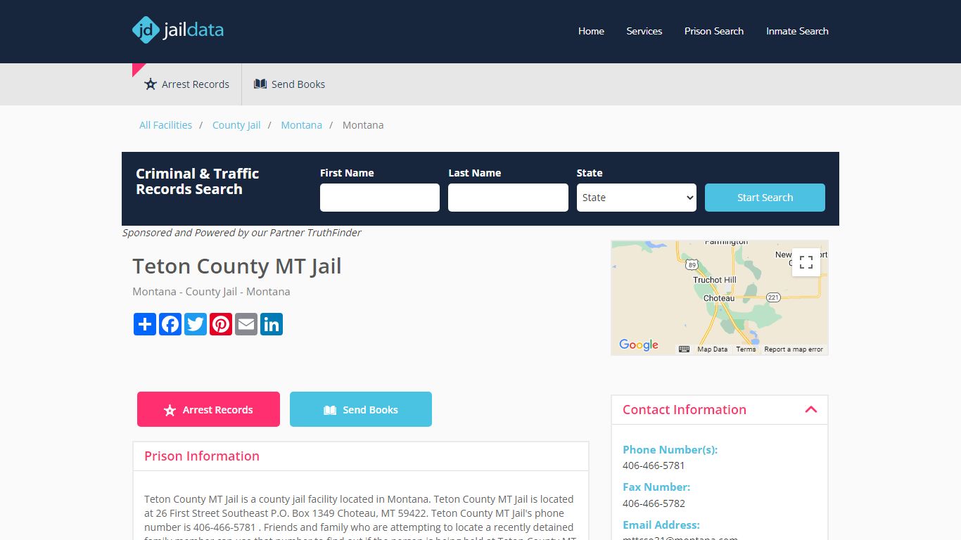 Teton County MT Jail Inmate Search and Prisoner Info - Choteau, MT