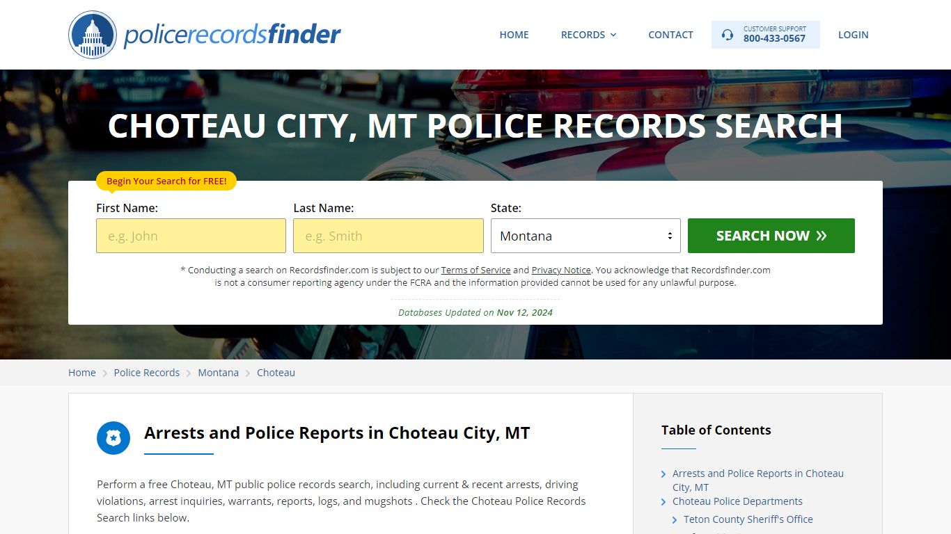 Choteau, Teton County, MT Police Reports & Police Department Records